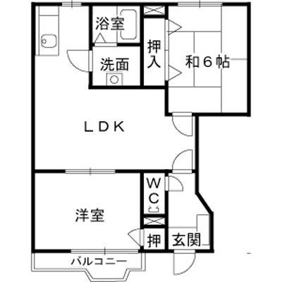 パークサイドハイムC(2LDK/1階)の間取り写真