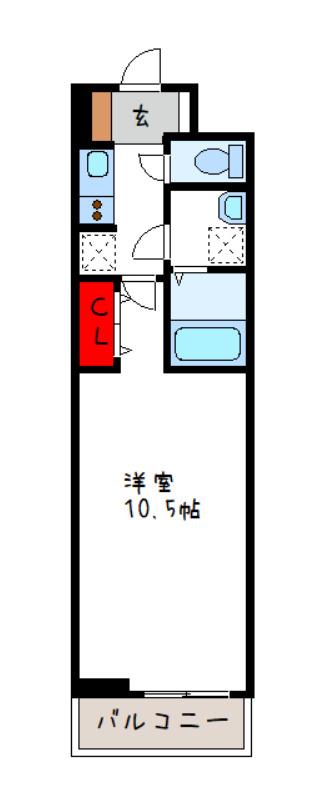 ル シェル ブルー(1K/2階)の間取り写真