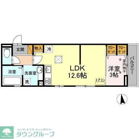 GRANDEUR(1LDK/1階)の間取り写真