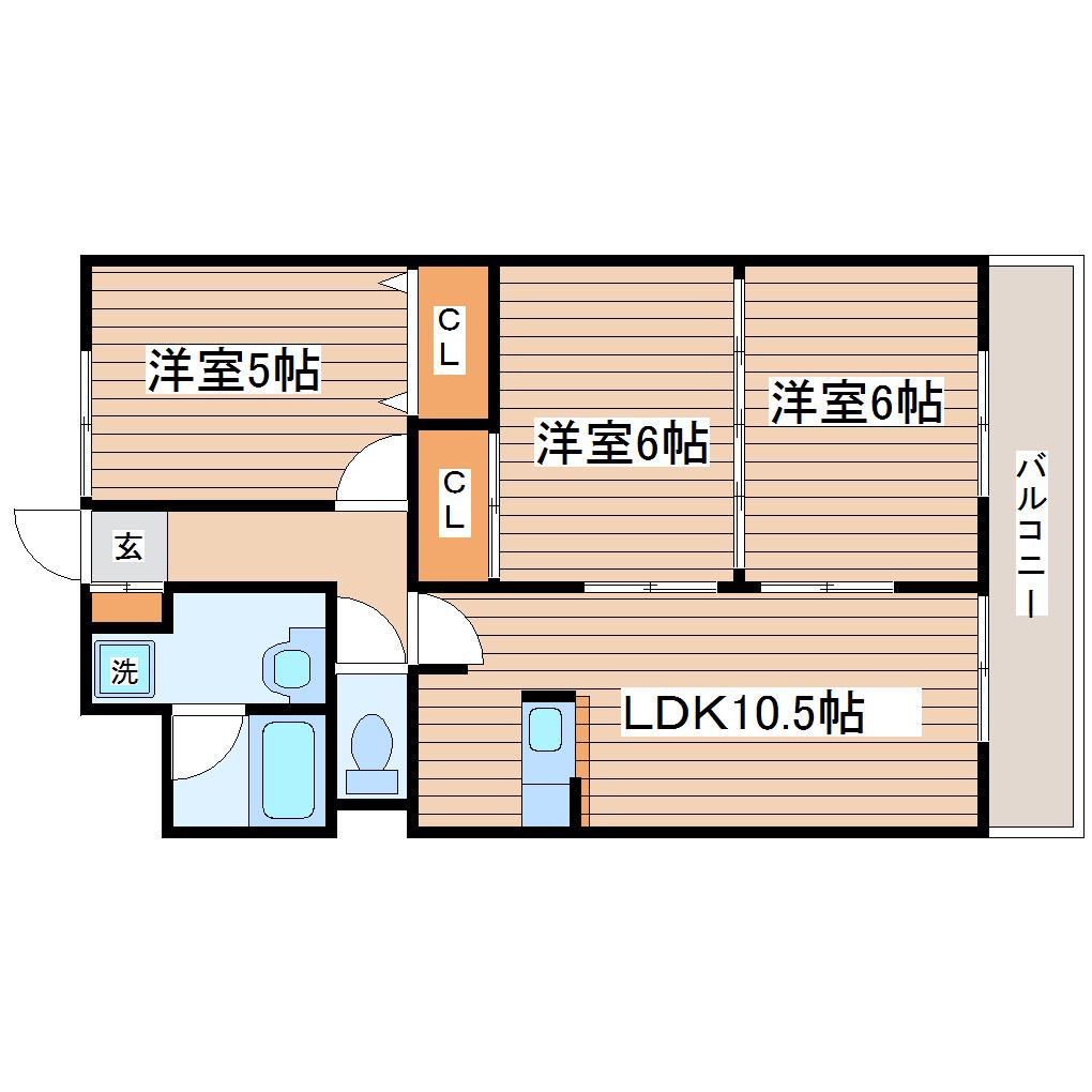 グランドール泉中央(3LDK/3階)の間取り写真