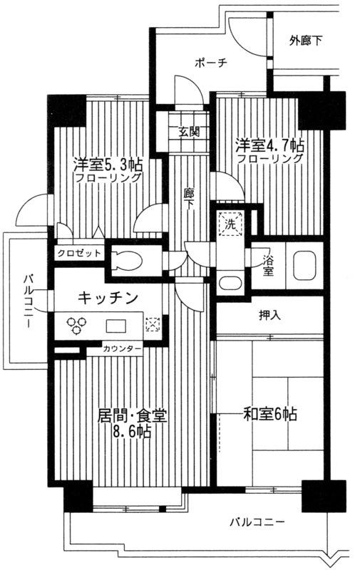 住友アクシルコート調布国領(3LDK/5階)の間取り写真
