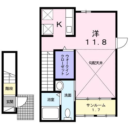 サンライズ T-ハウス(1K/2階)の間取り写真