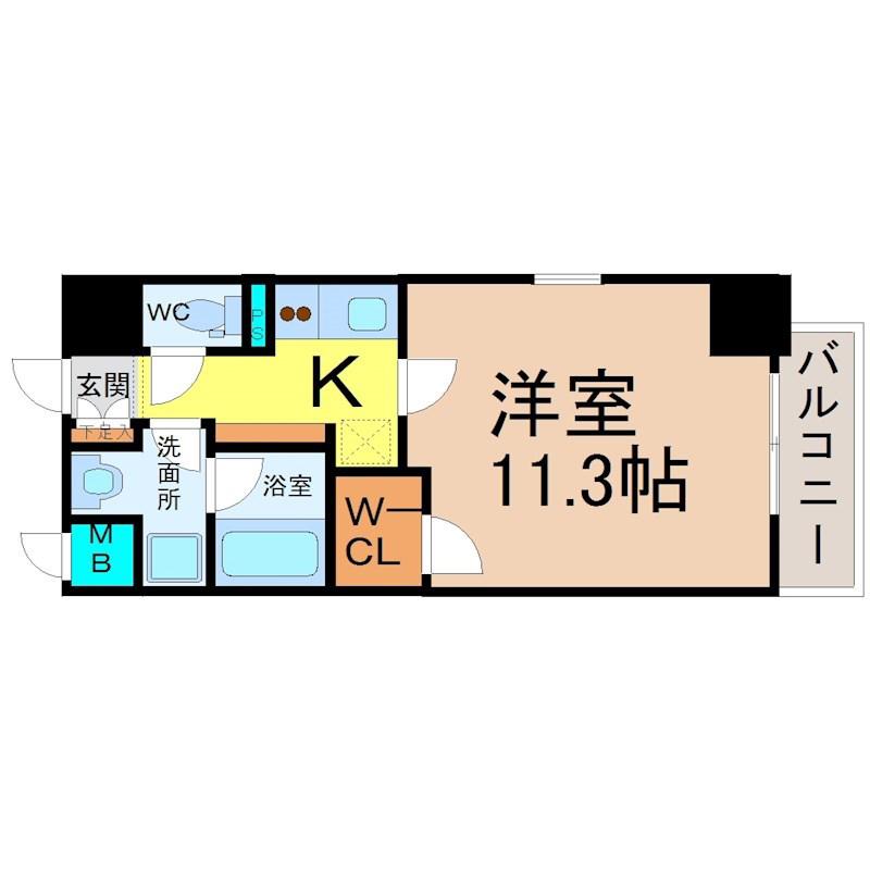 アスピラシオン名駅(1K/7階)の間取り写真