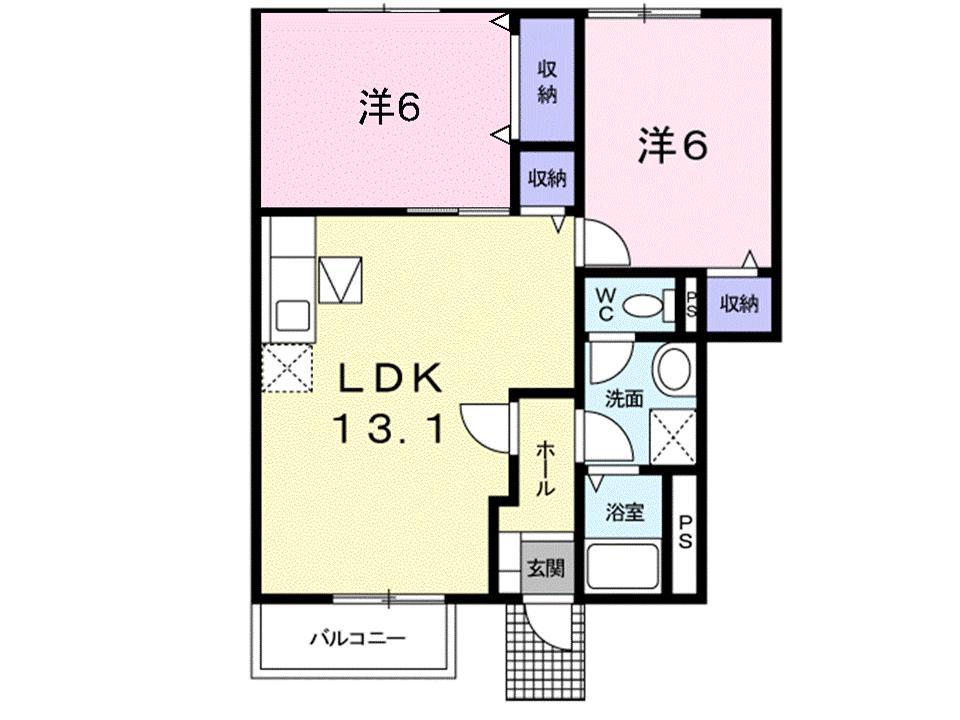 グランベリーA棟(2LDK/1階)の間取り写真