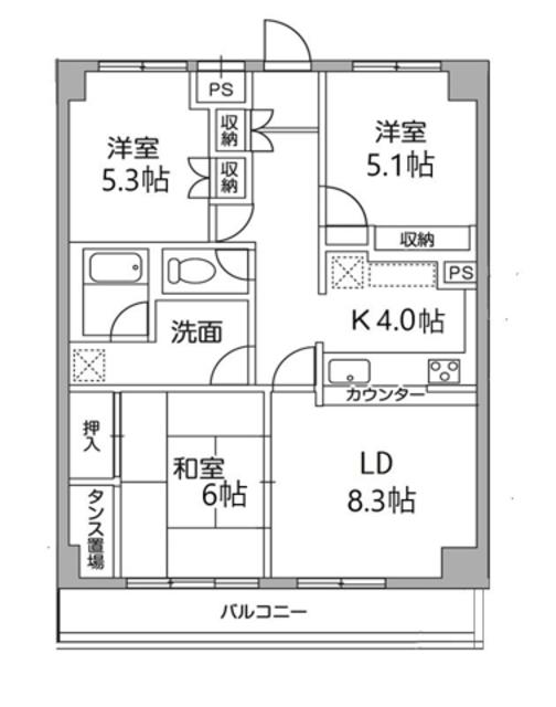 T`S GARDEN稲城(3LDK/6階)の間取り写真