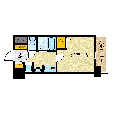 プレサンス東本町(1K/6階)の間取り写真