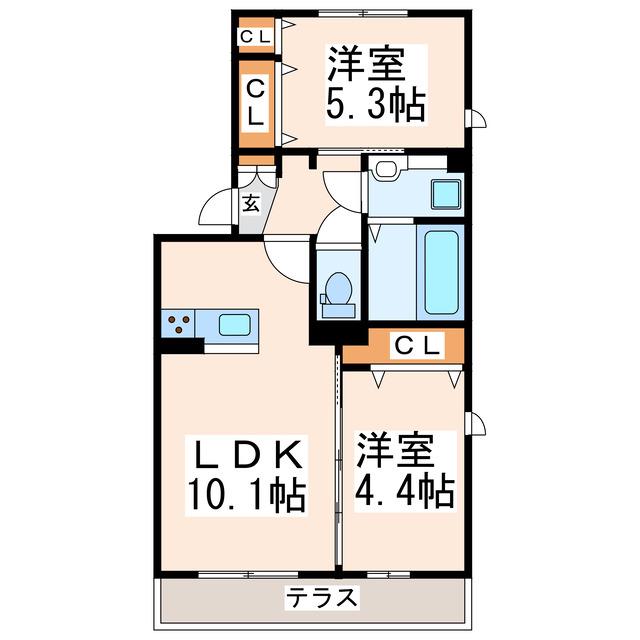 ブランドール帯山(2LDK/3階)の間取り写真