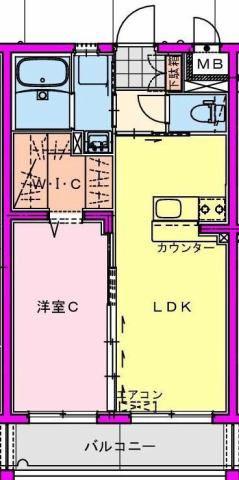 ポルトボヌール姫城RC(1LDK/2階)の間取り写真