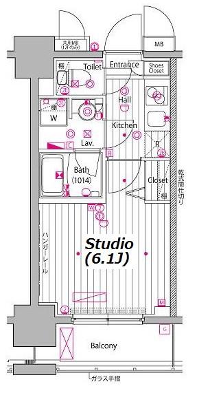 ガーラ・プレシャス川崎(1K/2階)の間取り写真