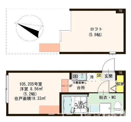 レジナガーデン(ワンルーム/2階)の間取り写真