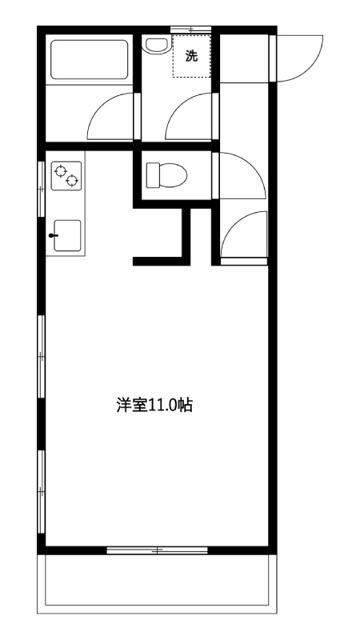 駅前光ハイツ(ワンルーム/2階)の間取り写真