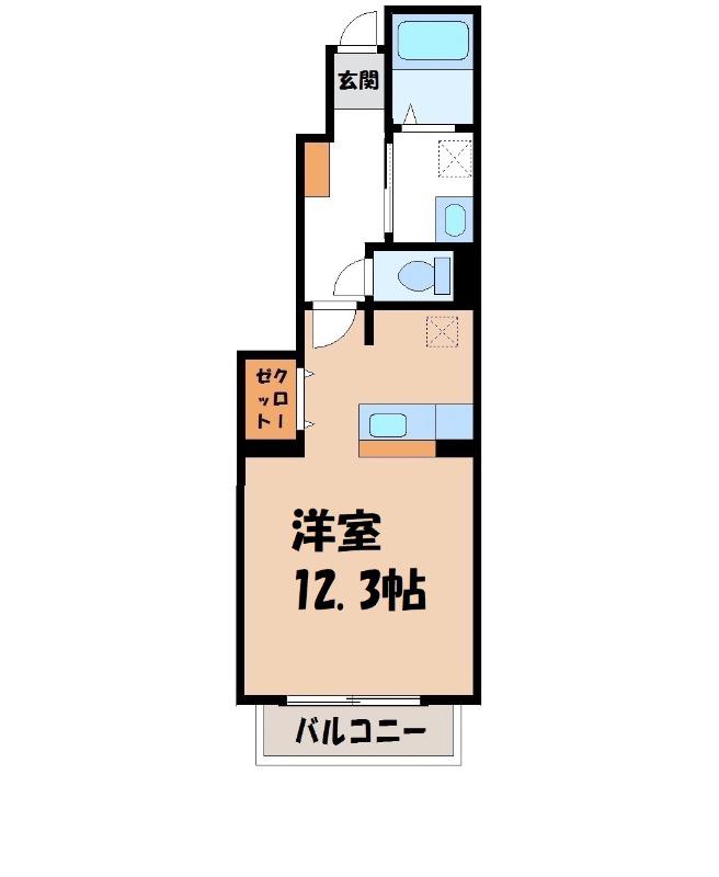 カルフ-ル(1K/1階)の間取り写真