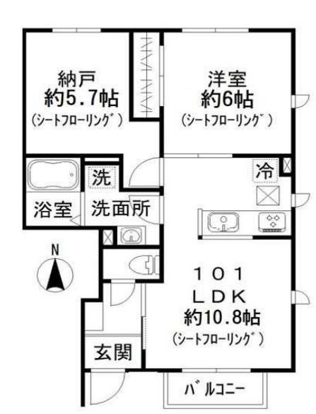 Kメゾン西亀有(1SLDK/1階)の間取り写真
