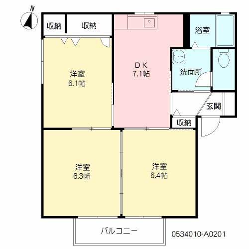シャルマン有田(3DK/2階)の間取り写真