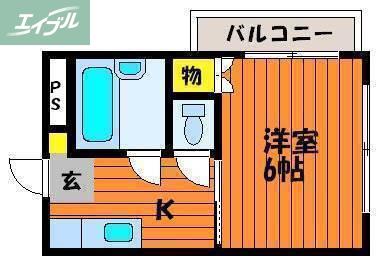 グランデュール野田屋町(1K/4階)の間取り写真