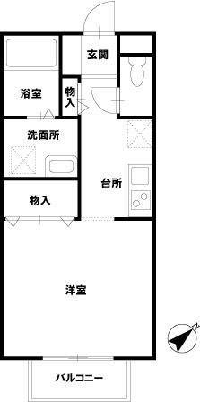 ソレアード土屋(1K/2階)の間取り写真
