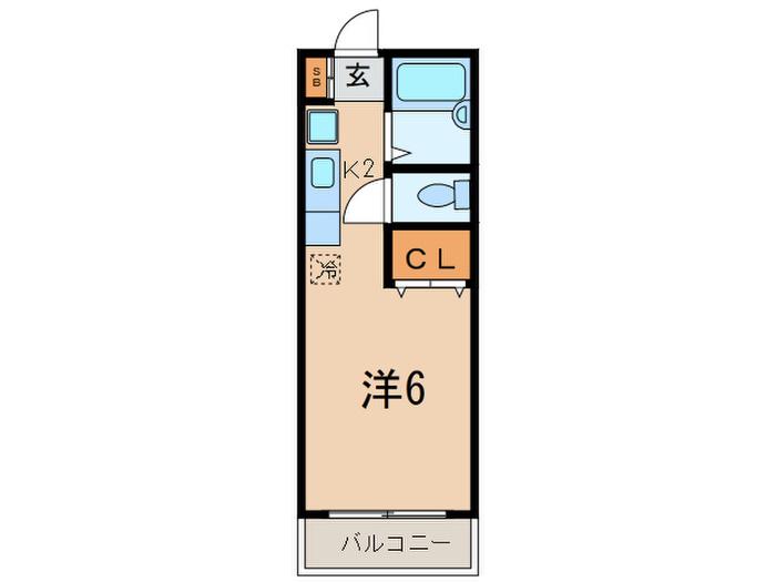 レインボーハウス(1K/2階)の間取り写真