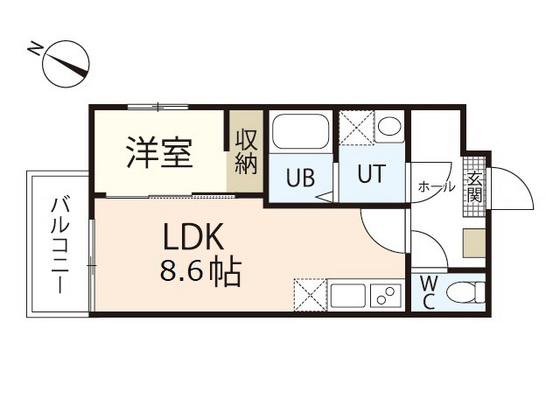 フリートフォルヴィラ古江新町A(1LDK/3階)の間取り写真