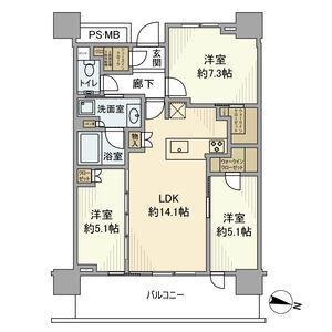 URAWA THE TOWER(3LDK/21階)の間取り写真