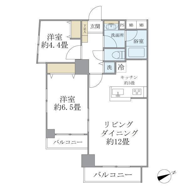 KDXレジデンス秋葉原(2LDK/2階)の間取り写真