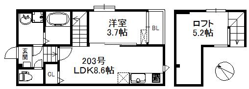 ポラリス美野島 541(1LDK/2階)の間取り写真