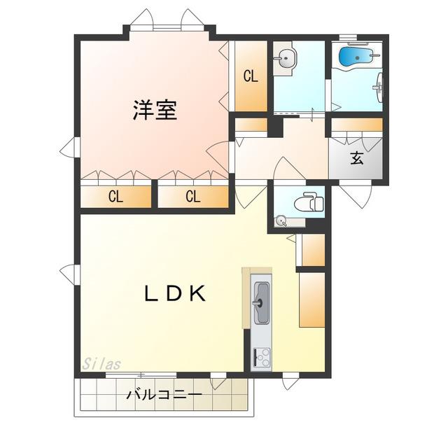 DAIKENN浜寺南町 棟(1LDK/2階)の間取り写真