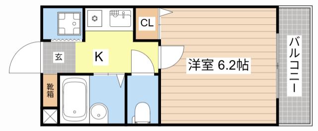 ウィズ秀和II(1K/1階)の間取り写真