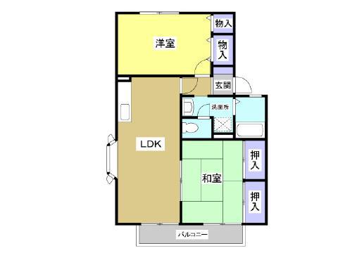 コンフォールA(2LDK/2階)の間取り写真