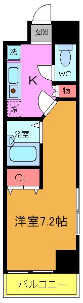 エスペランサ・K2(1K/8階)の間取り写真