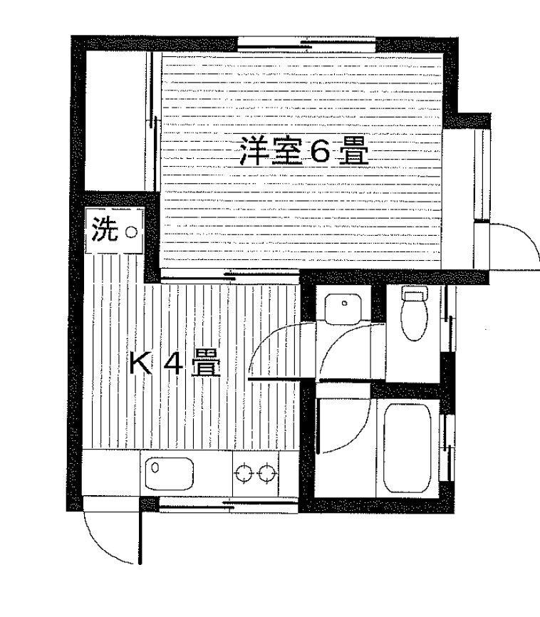 山一天王寺ステーツ(1K/2階)の間取り写真
