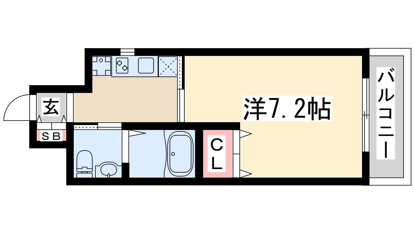 ドゥーエ江坂2(1K/5階)の間取り写真