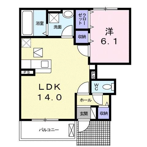 サンクチュアリKEG(1LDK/1階)の間取り写真