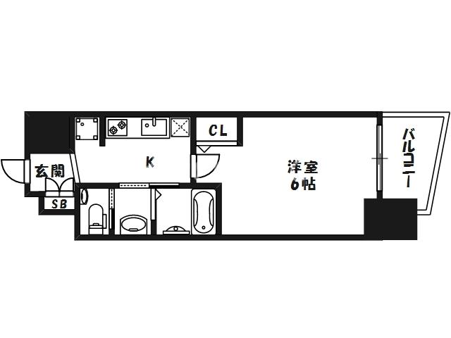 エステムコート梅田・茶屋町Ⅲネクスタ(1K/4階)の間取り写真