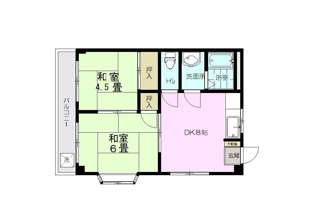 メゾンドコスモ(2DK/1階)の間取り写真