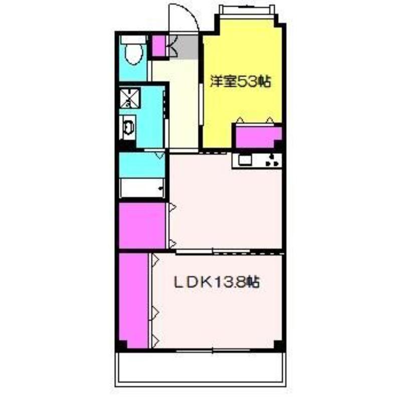 ウィンビュ三ツ沢(1LDK/1階)の間取り写真