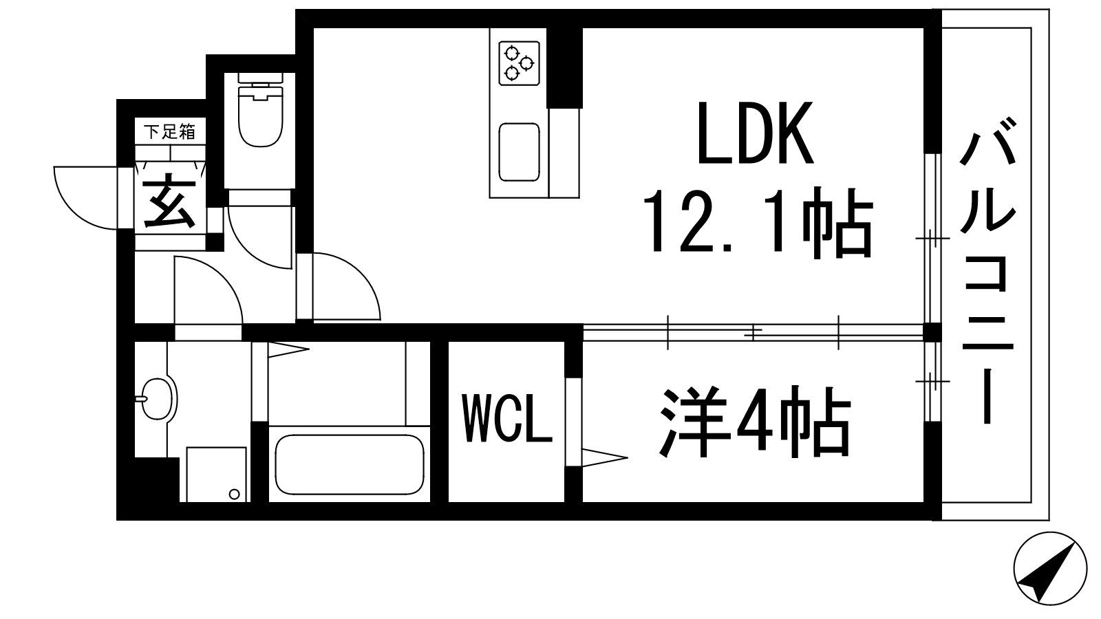 LA MAISON城南(1LDK/3階)の間取り写真