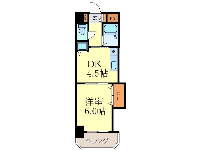 ノルデンハイム東三国A棟(1DK/4階)の間取り写真