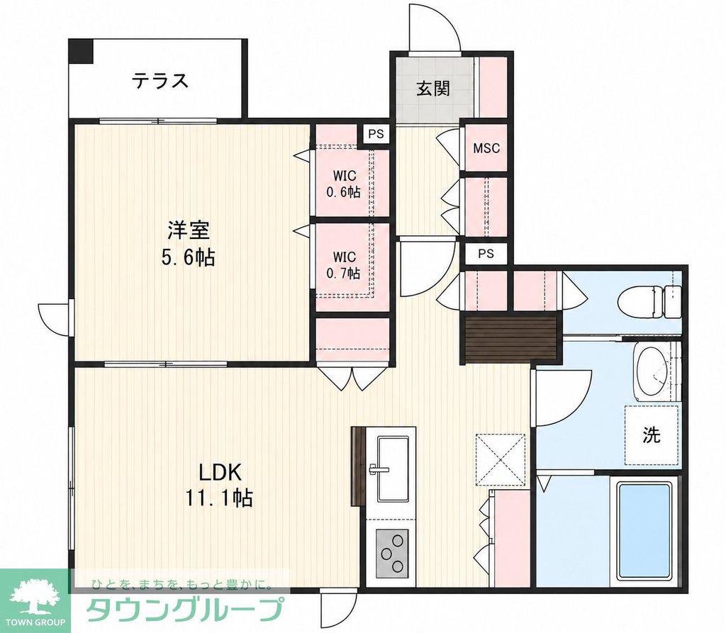 GREEN HEIM HEIAN(1LDK/1階)の間取り写真