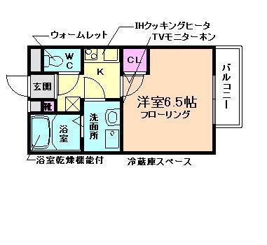 ヴェルドミール栄根(1K/2階)の間取り写真