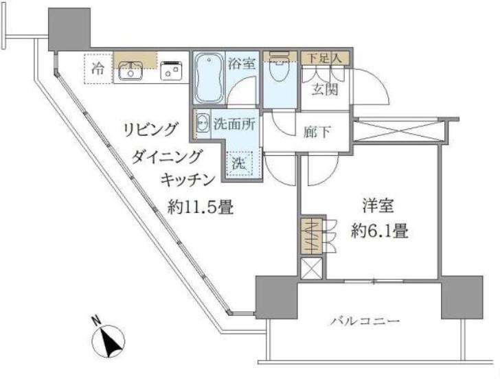 BRILLIA TOWER 浜離宮 ブリリアタワー浜離宮(1LDK/5階)の間取り写真