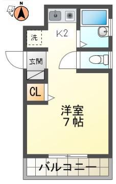 フルハウス(1K/1階)の間取り写真
