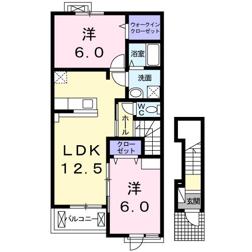 ニューグレイスIV(2LDK/2階)の間取り写真
