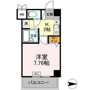 ラフィネ高峯(1K/6階)の間取り写真