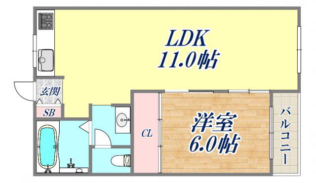 恒風園マンション(1LDK/1階)の間取り写真