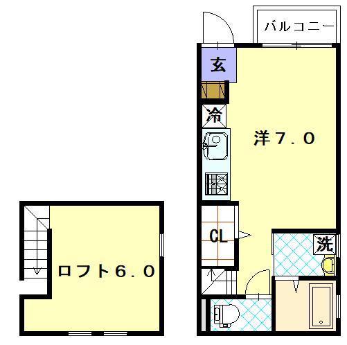 アメニティ東小島II(1LDK/2階)の間取り写真