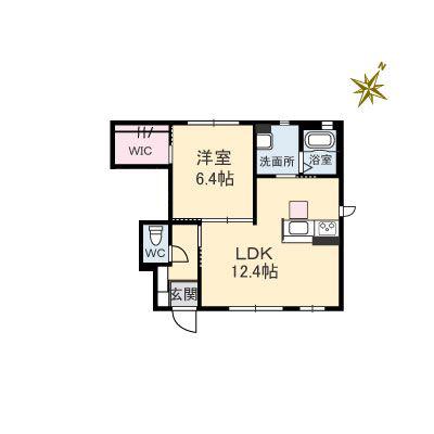 メゾンエストマルスB棟(1LDK/1階)の間取り写真