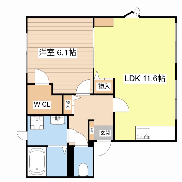 チェリー片柳A(1LDK/1階)の間取り写真