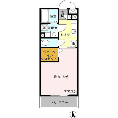 ロイヤルパルクB(1K/3階)の間取り写真