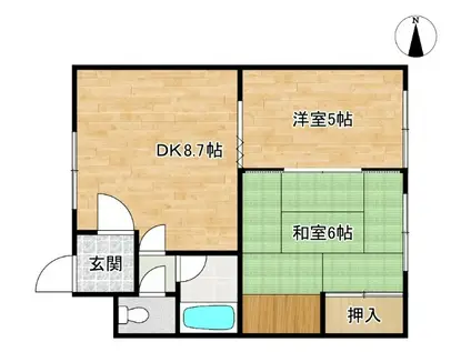 春日ハイツA・B(2DK/2階)の間取り写真