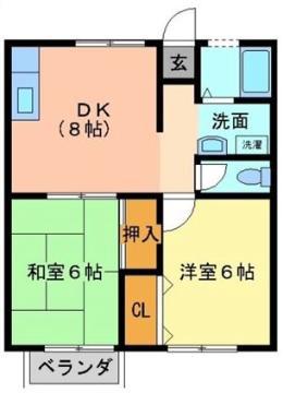 ローズコートM(2DK/2階)の間取り写真